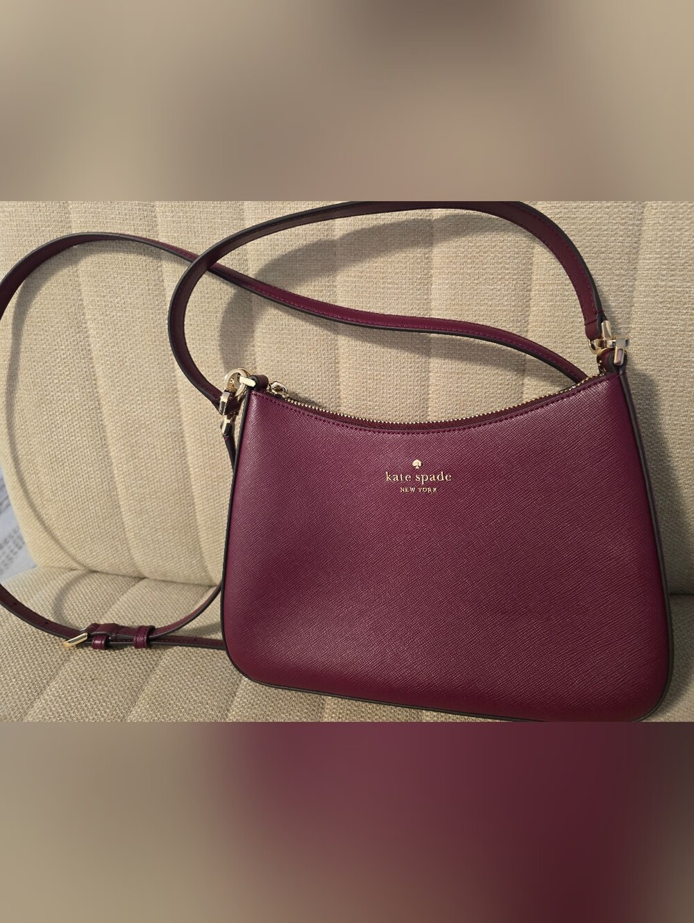 Kate Spade New York Burgundy Madison Saffiano Leather Convertible Crossbody Bag
